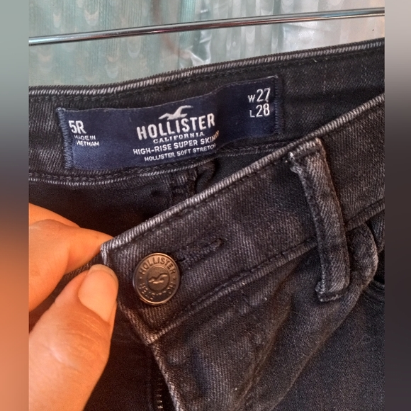 Hollister High-Rise Super Skinny Jeans Classic Stretch Black Distressed - Picture 4 of 9